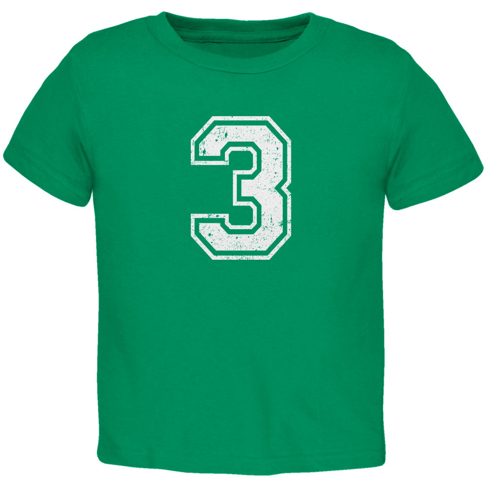 Birthday Kid Jersey 3 3rd Third Kelly Green Toddler T-Shirt Toddler T-Shirts Old Glory 2T Green 