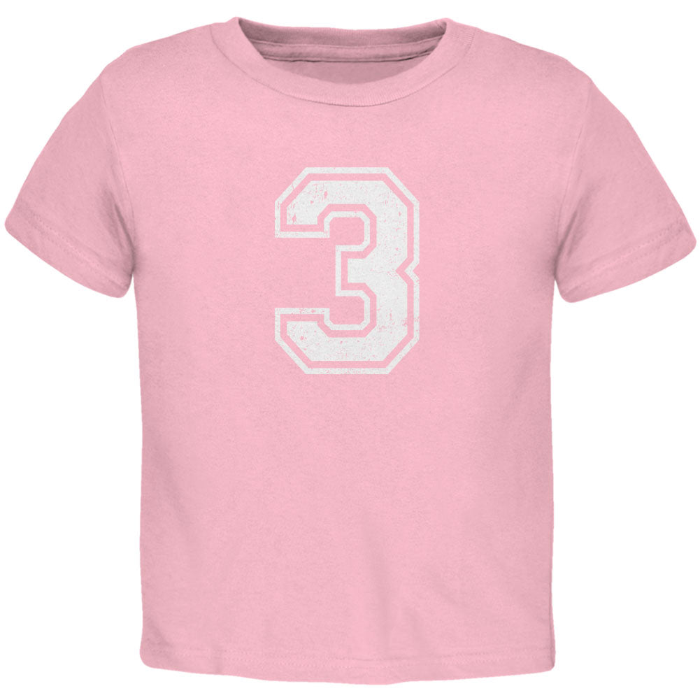 Birthday Kid Jersey 3 3rd Third Light Pink Toddler T-Shirt Toddler T-Shirts Old Glory 2T Pink 