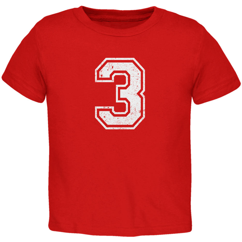 Birthday Kid Jersey 3 3rd Third Red Toddler T-Shirt Toddler T-Shirts Old Glory 2T Red 