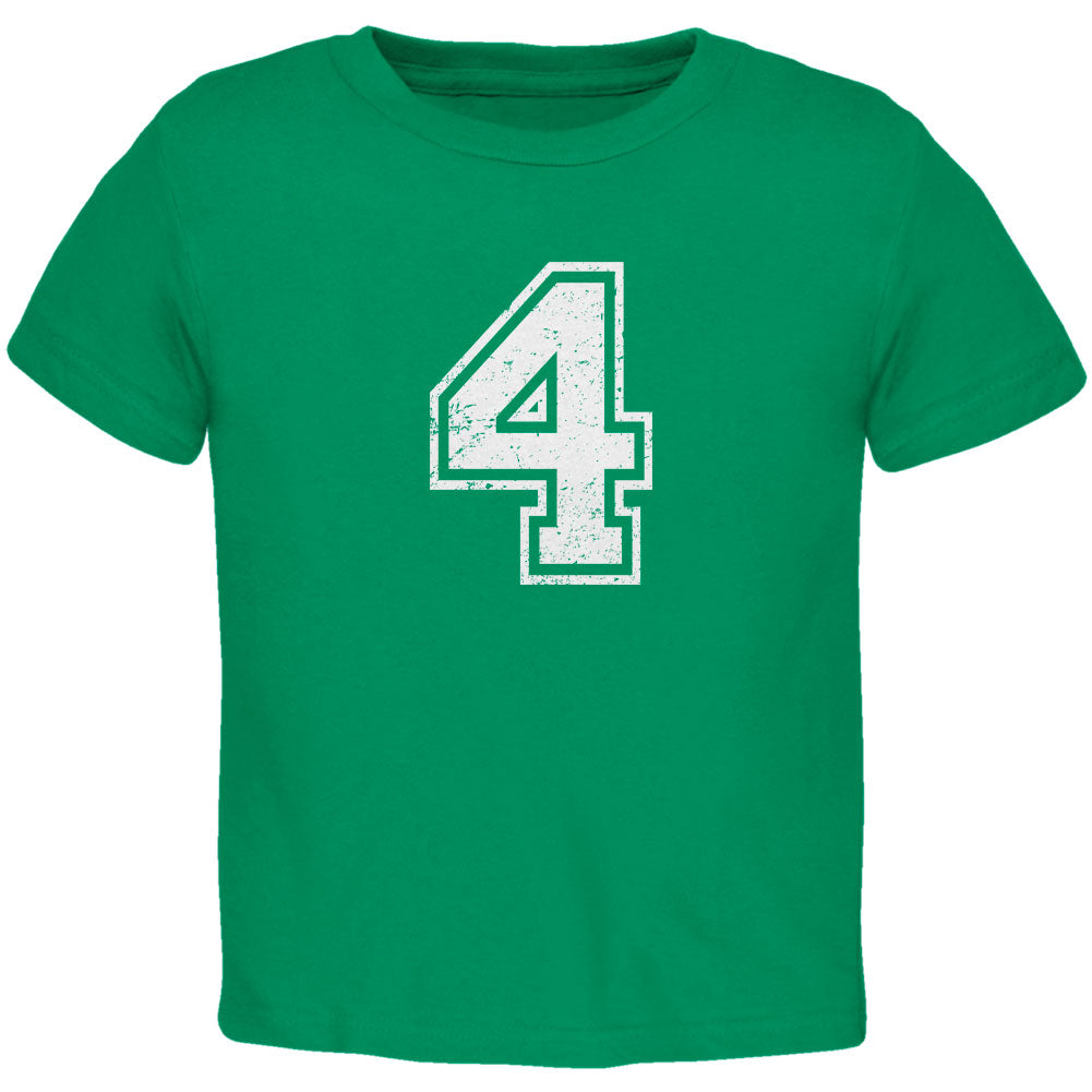 Birthday Kid Jersey 4 4th Fourth Kelly Green Toddler T-Shirt Toddler T-Shirts Old Glory 2T Green 