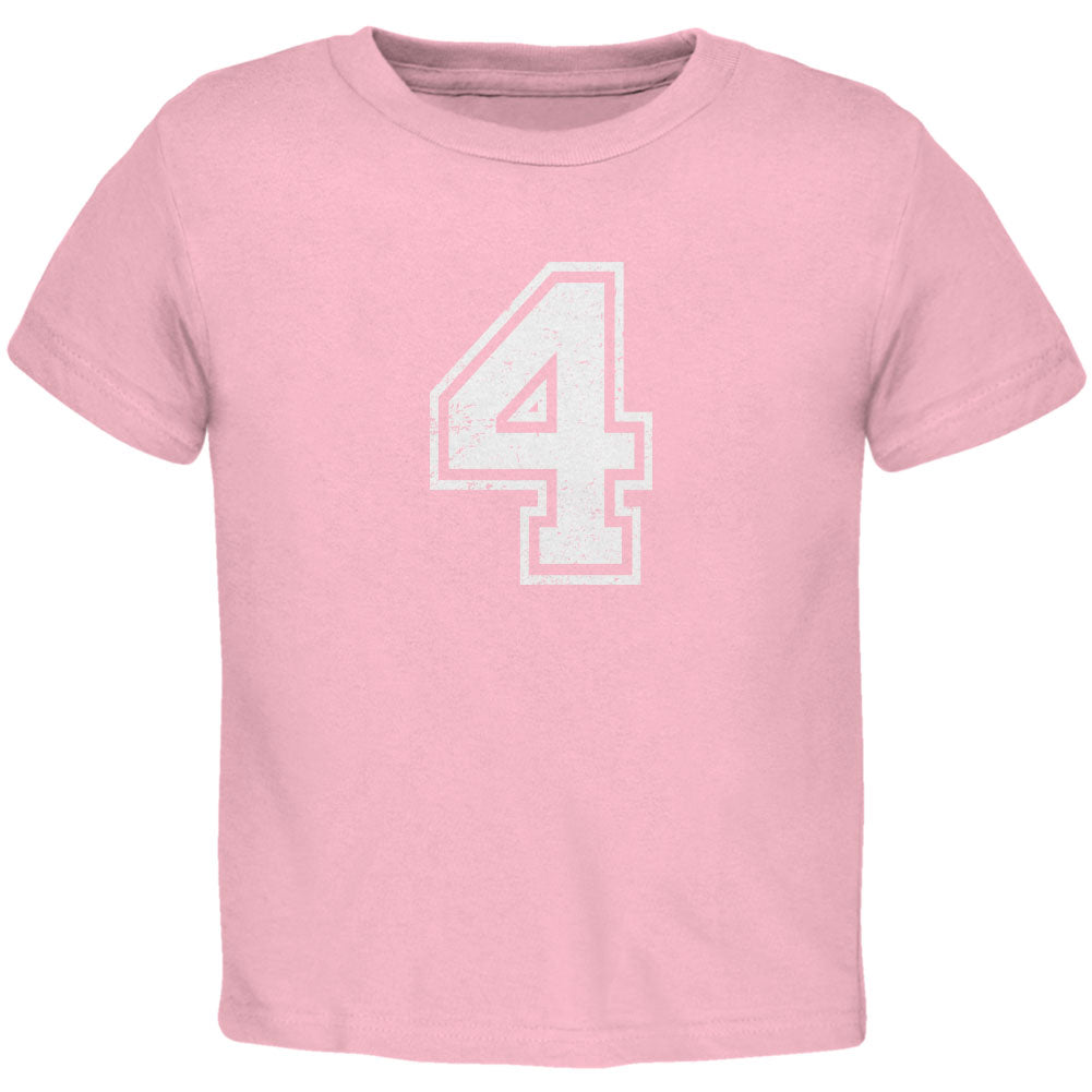 Birthday Kid Jersey 4 4th Fourth Light Pink Toddler T-Shirt Toddler T-Shirts Old Glory 2T Pink 