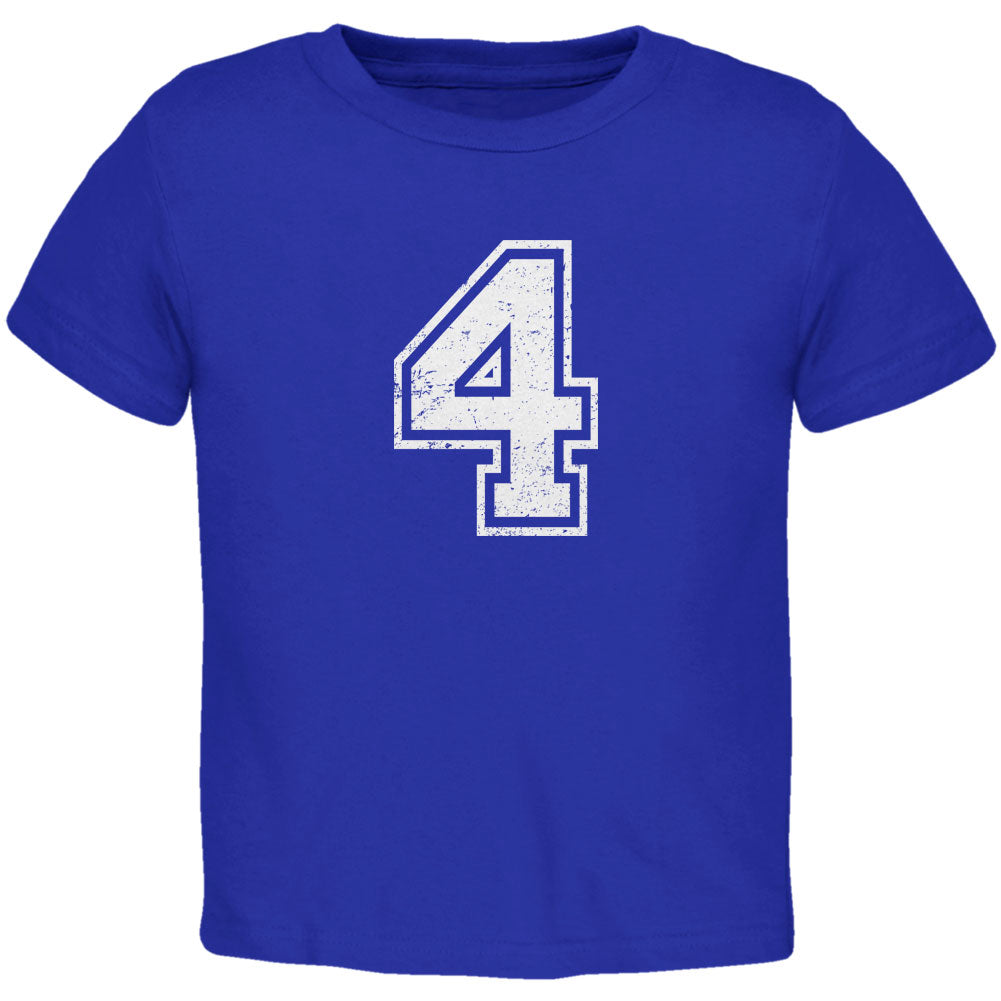 Birthday Kid Jersey 4 4th Fourth Royal Toddler T-Shirt Toddler T-Shirts Old Glory 2T Blue 