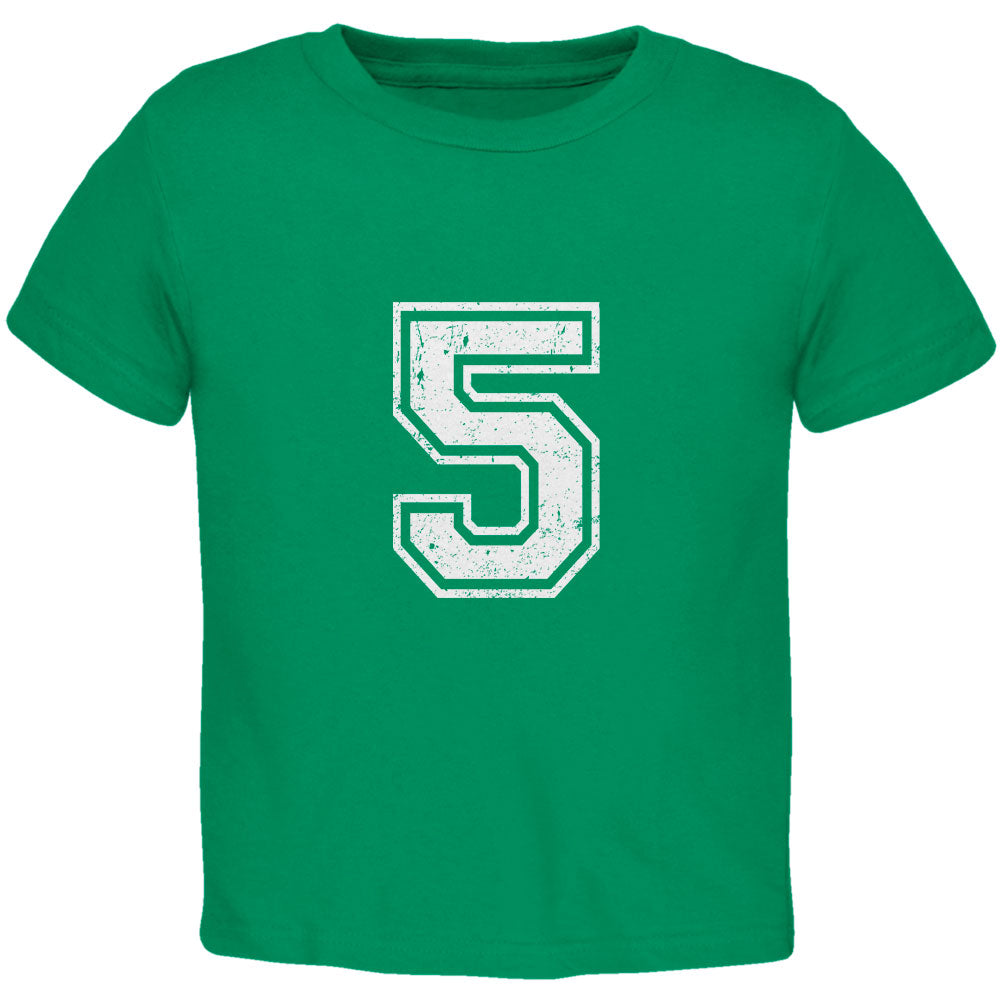 Birthday Kid Jersey 5 5th Fifth Kelly Green Toddler T-Shirt Toddler T-Shirts Old Glory 4T Green 