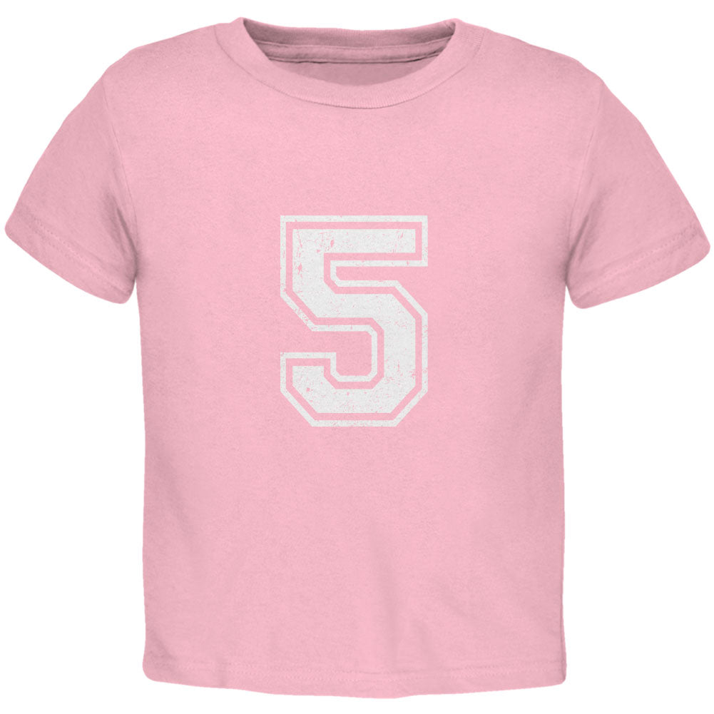 Birthday Kid Jersey 5 5th Fifth Light Pink Toddler T-Shirt Toddler T-Shirts Old Glory 4T Pink 