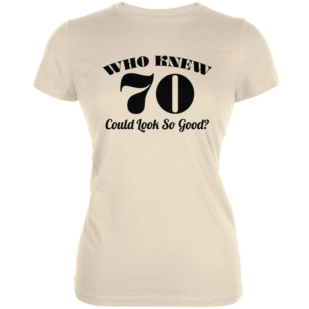 Who Knew 70 Could Look So Good Cream Juniors Soft T-Shirt Juniors T-Shirts Old Glory 2XL Off-White 