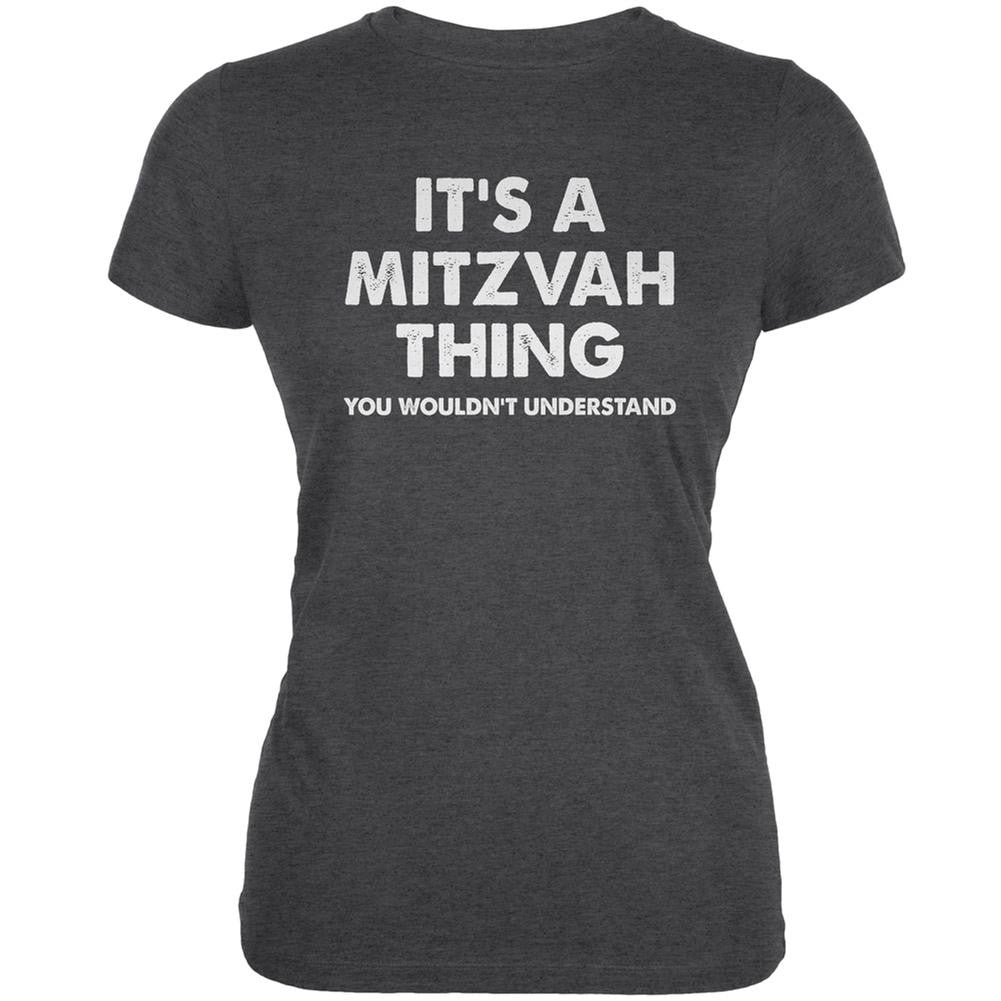 It's A Mitzvah Thing Dark Heather Juniors Soft T-Shirt Juniors T-Shirts Old Glory 2XL Grey 