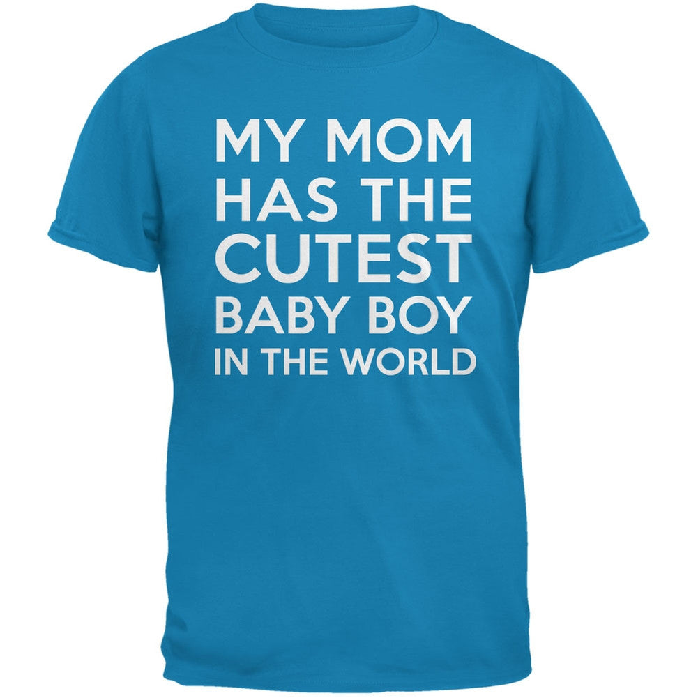 My Mom has the Cutest Baby Boy Sapphire Blue Adult T-Shirt Men's T-Shirts Old Glory   