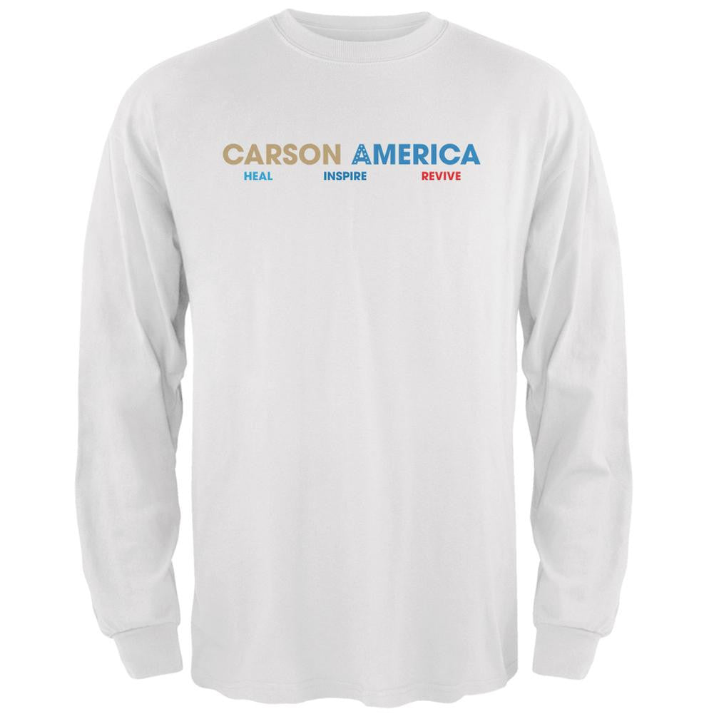 Election 2016 Ben Carson Heal Inspire Revive White Adult Long Sleeve T-Shirt Men's Long Sleeves Old Glory 2XL White 