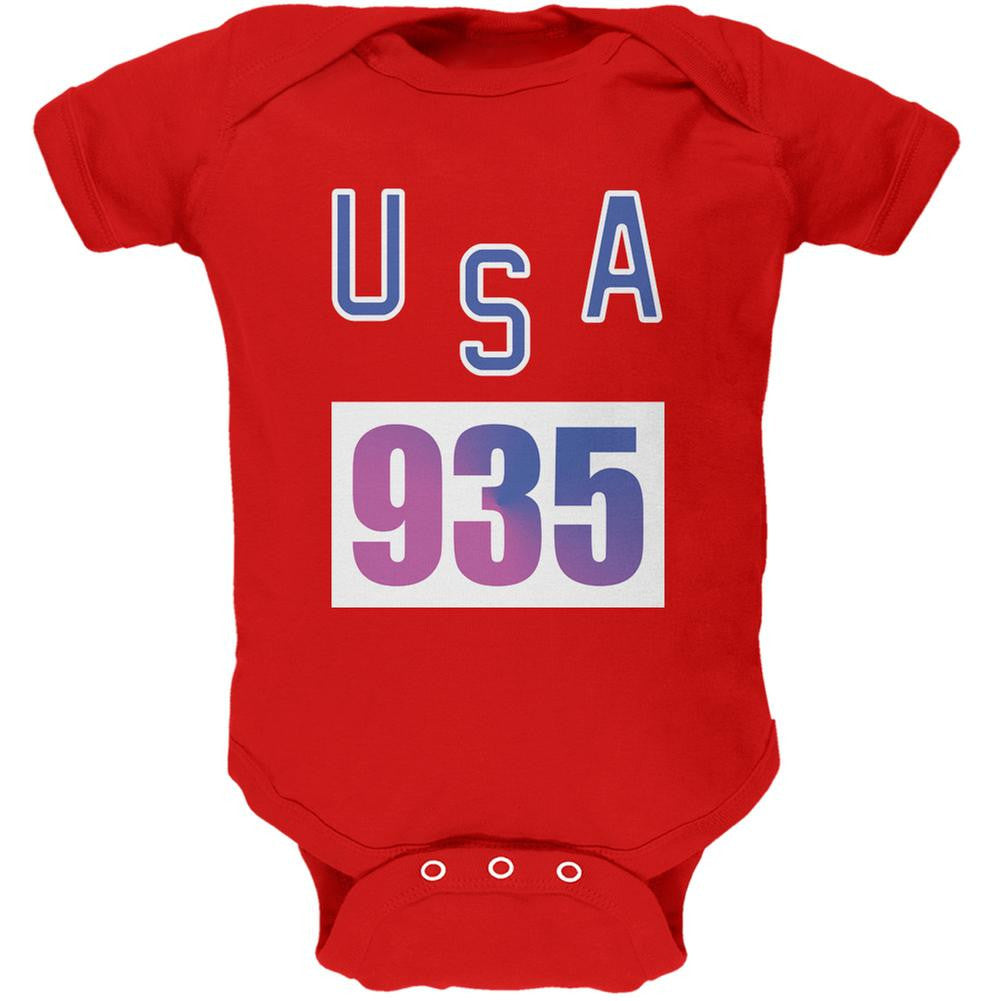 Team Bruce Jenner USA 935 Olympic Costume Red Soft Baby One Piece Baby One Piece Old Glory 0-3M Red 