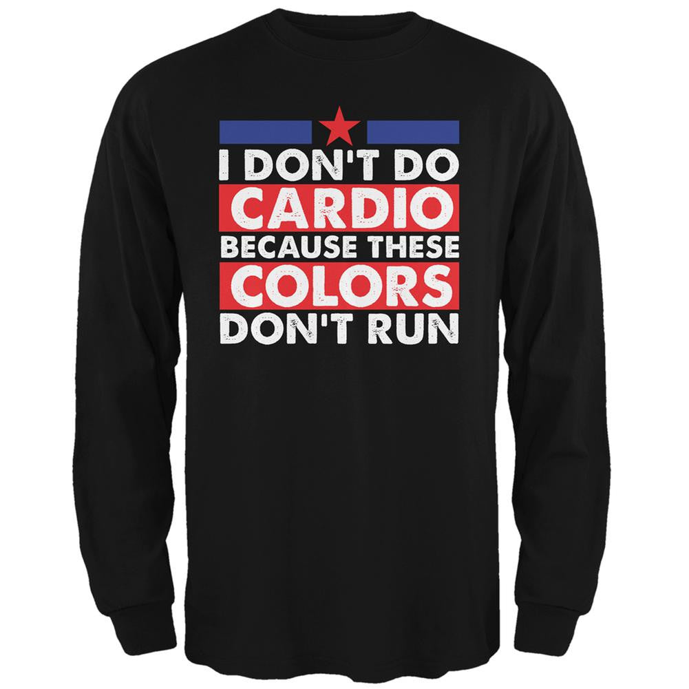 4th of July I Don't Do Cardio Black Adult Long Sleeve T-Shirt Men's Long Sleeves Old Glory 2XL Black 