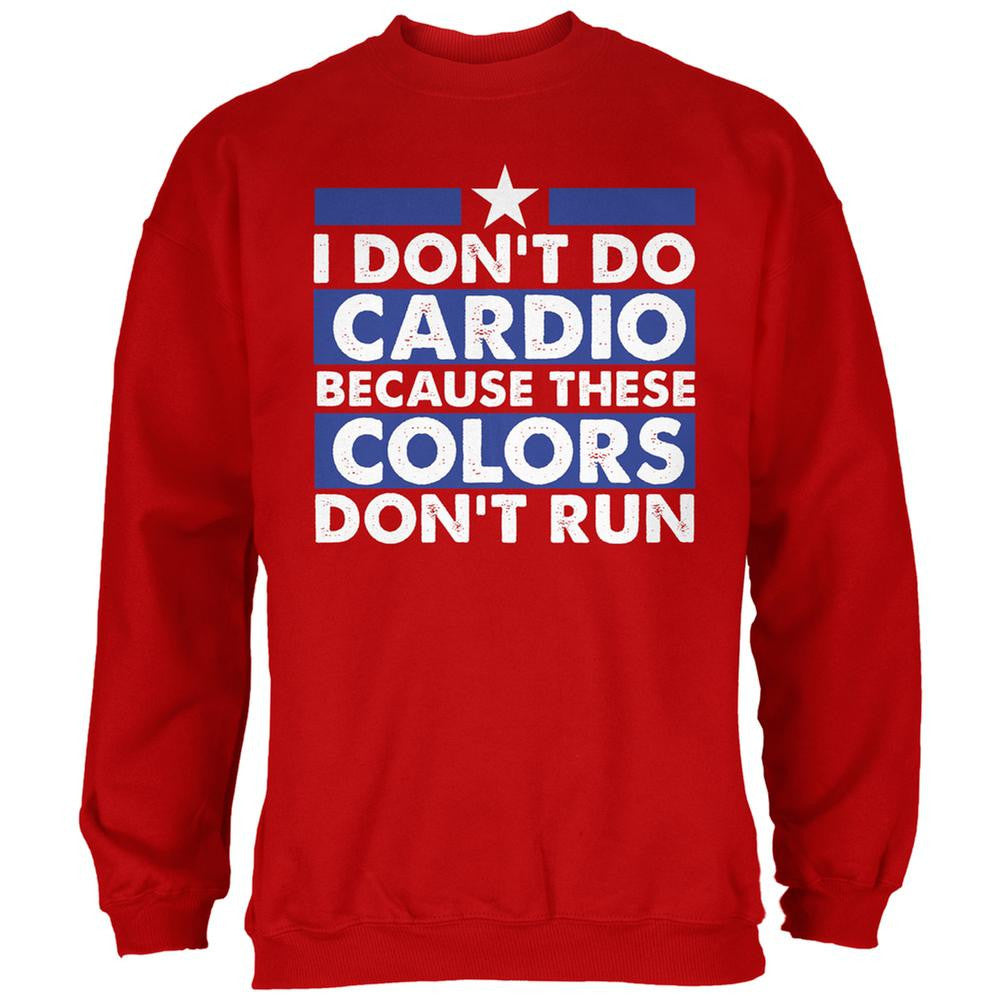 4th of July I Don't Do Cardio Red Adult Sweatshirt Men's Sweatshirts Old Glory 2XL Red 