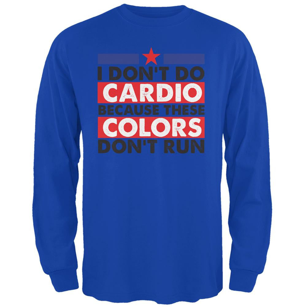 4th of July I Don't Do Cardio Royal Adult Long Sleeve T-Shirt Men's Long Sleeves Old Glory 2XL Red 