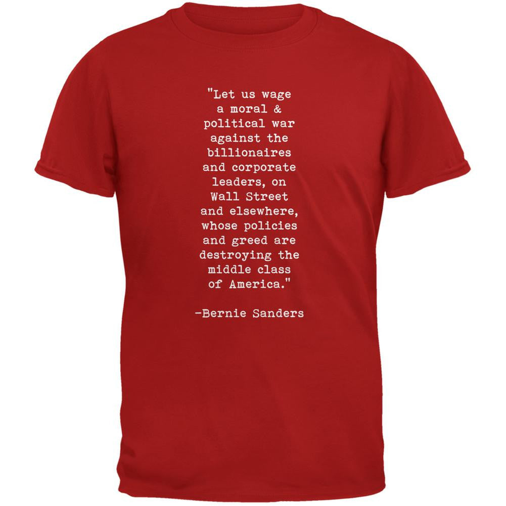 Election 2016 Bernie Sanders Quote Moral War Red Youth T-Shirt Youth T-Shirts Old Glory LG Red 