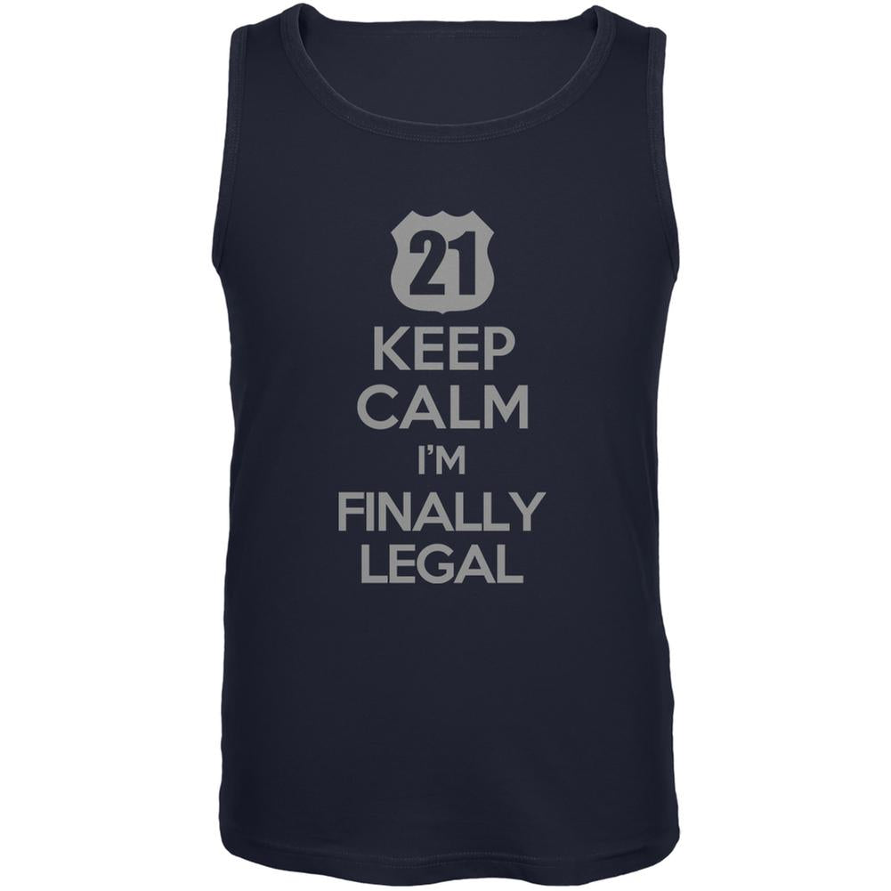 Keep Calm Finally Legal 21st Navy Adult Tank Top Men's Tank Tops Old Glory 2XL Blue 