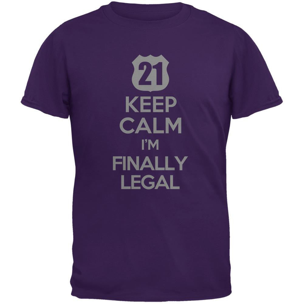 Keep Calm Finally Legal 21st Purple Adult T-Shirt Men's T-Shirts Old Glory 2XL Purple 