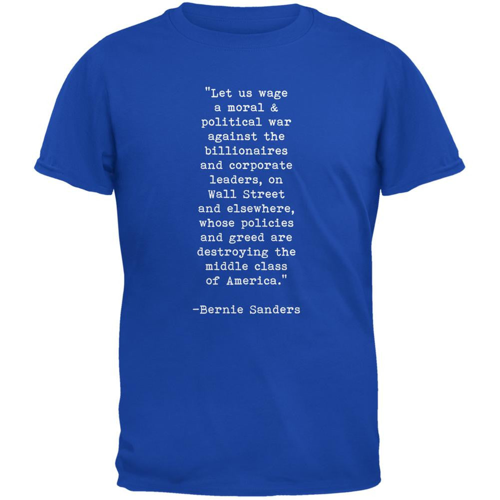 Election 2016 Bernie Sanders Quote Moral War Royal Youth T-Shirt Youth T-Shirts Old Glory LG Blue 