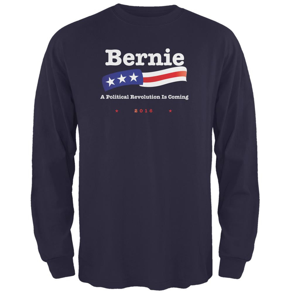 Election 2016 Bernie Sanders Revolution Navy Adult Long Sleeve T-Shirt Men's Long Sleeves Old Glory 2XL Blue 