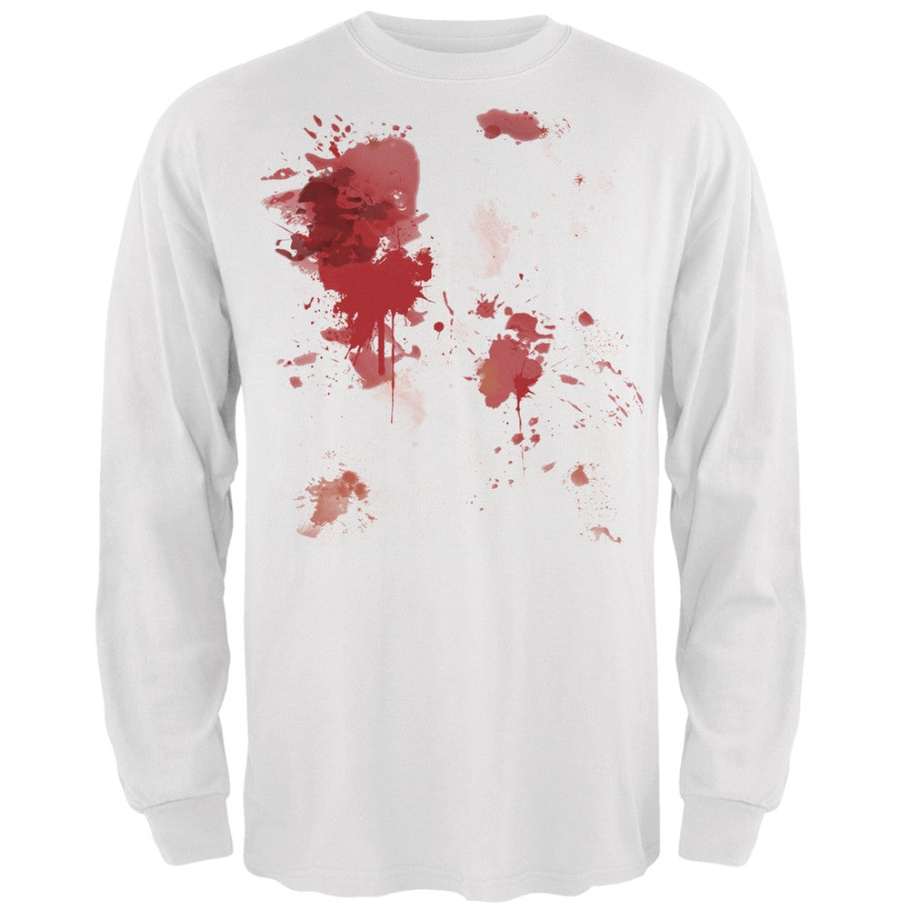 Blood Splatter White Adult Long Sleeve T-Shirt Men's Long Sleeves Old Glory 2XL White 