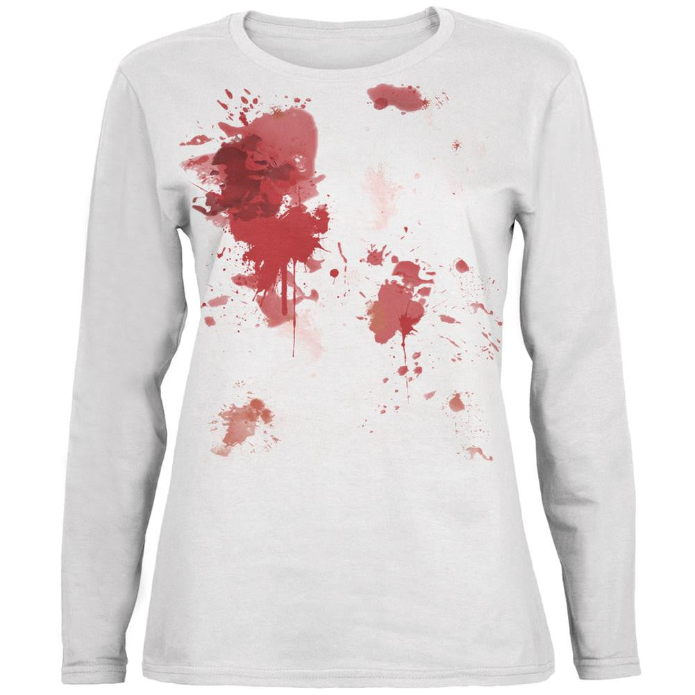 Blood Splatter White Womens Long Sleeve T-Shirt Women's Long Sleeves Old Glory 2XL White 