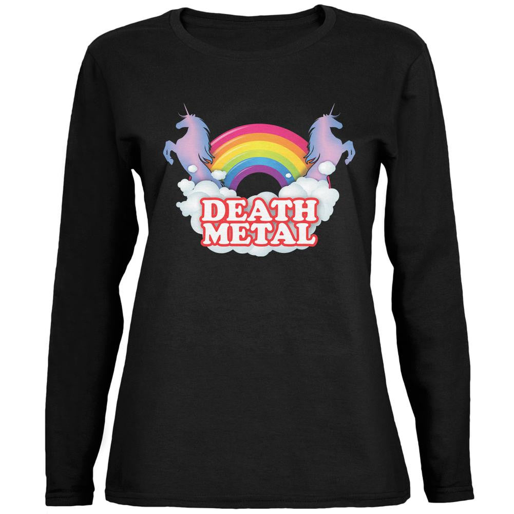 Death Metal Rainbow Black Womens Long Sleeve T-Shirt Women's Long Sleeves Old Glory 2XL Black 