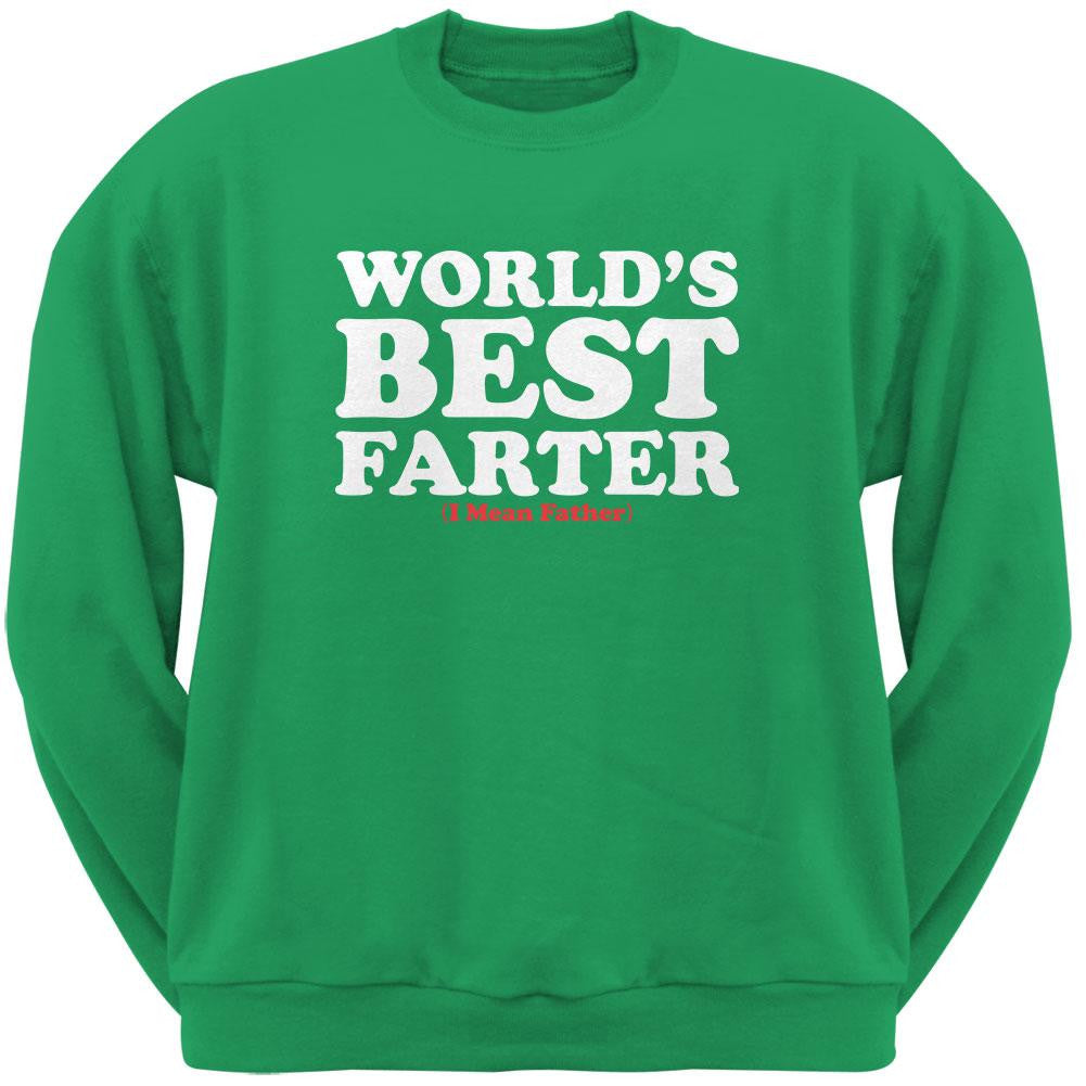 Fathers Day Worlds Best Farter Irish Green Adult Sweatshirt Men's Sweatshirts Old Glory 2XL Green 