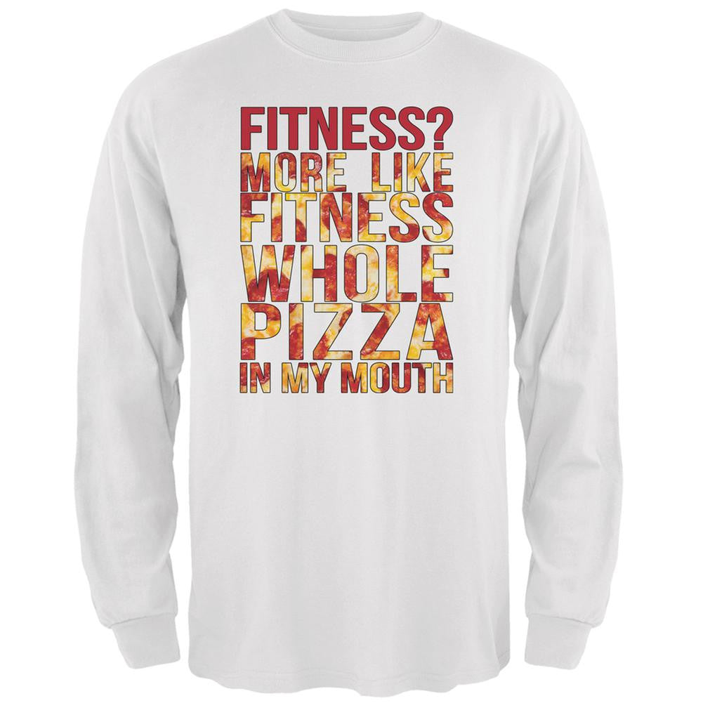 Fitness Whole Pizza In My Mouth White Adult Long Sleeve T-Shirt Men's Long Sleeves Old Glory 2XL White 