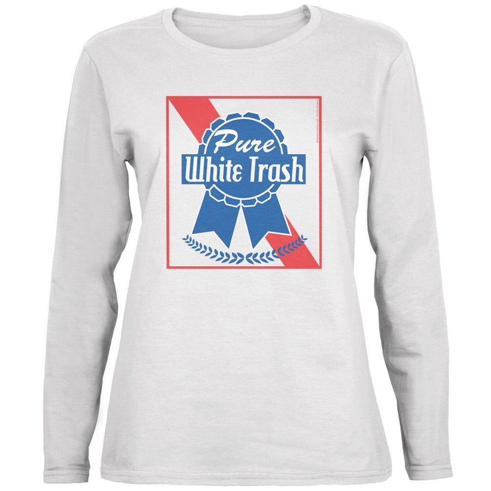 Pure White Trash White Womens Long Sleeve T-Shirt Women's Long Sleeves Old Glory   