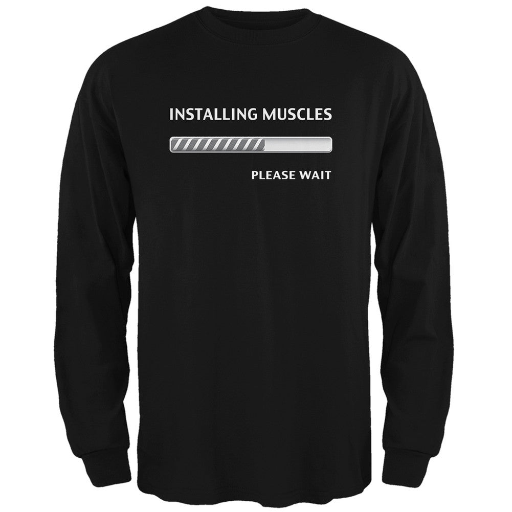 Installing Muscles Black Adult Long Sleeve T-Shirt Men's Long Sleeves Old Glory   