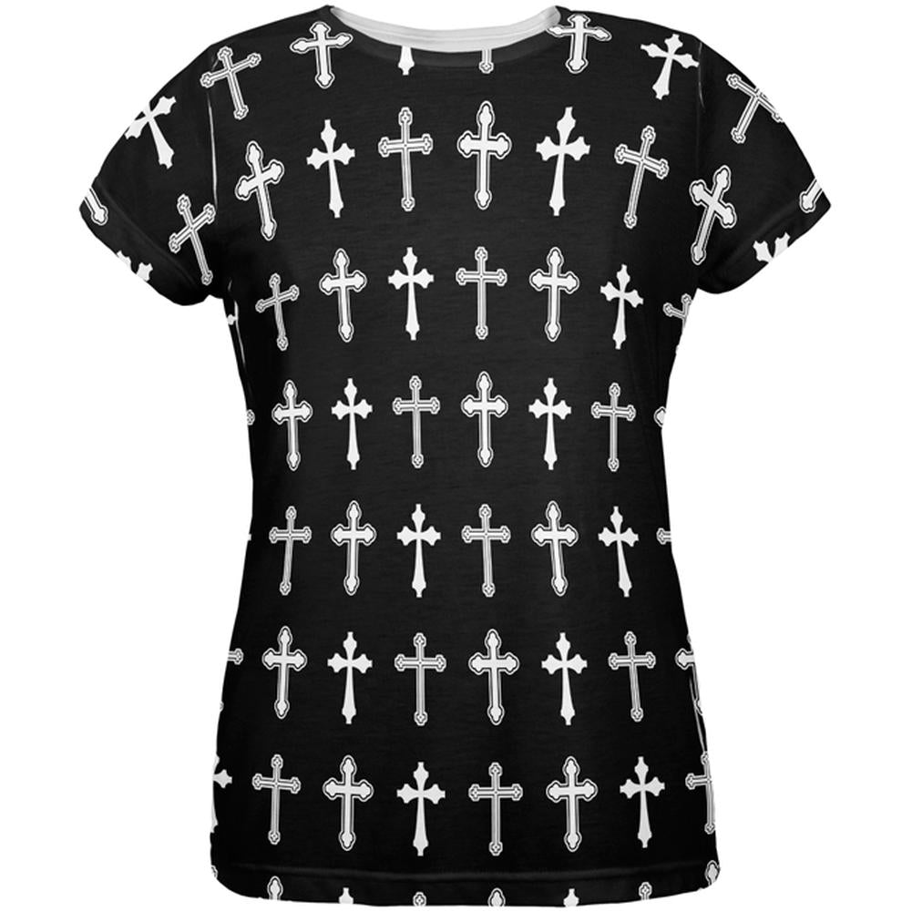 Crosses Pattern All Over Womens T-Shirt Women's T-Shirts Old Glory 2XL Multi 