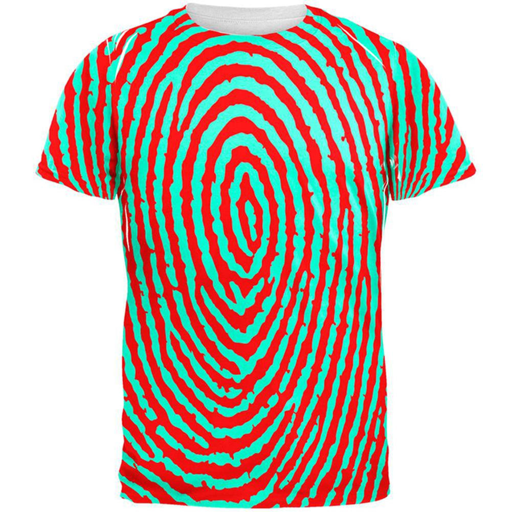 Fingerprint Pattern All Over Adult T-Shirt Men's T-Shirts Old Glory 2XL Multi 