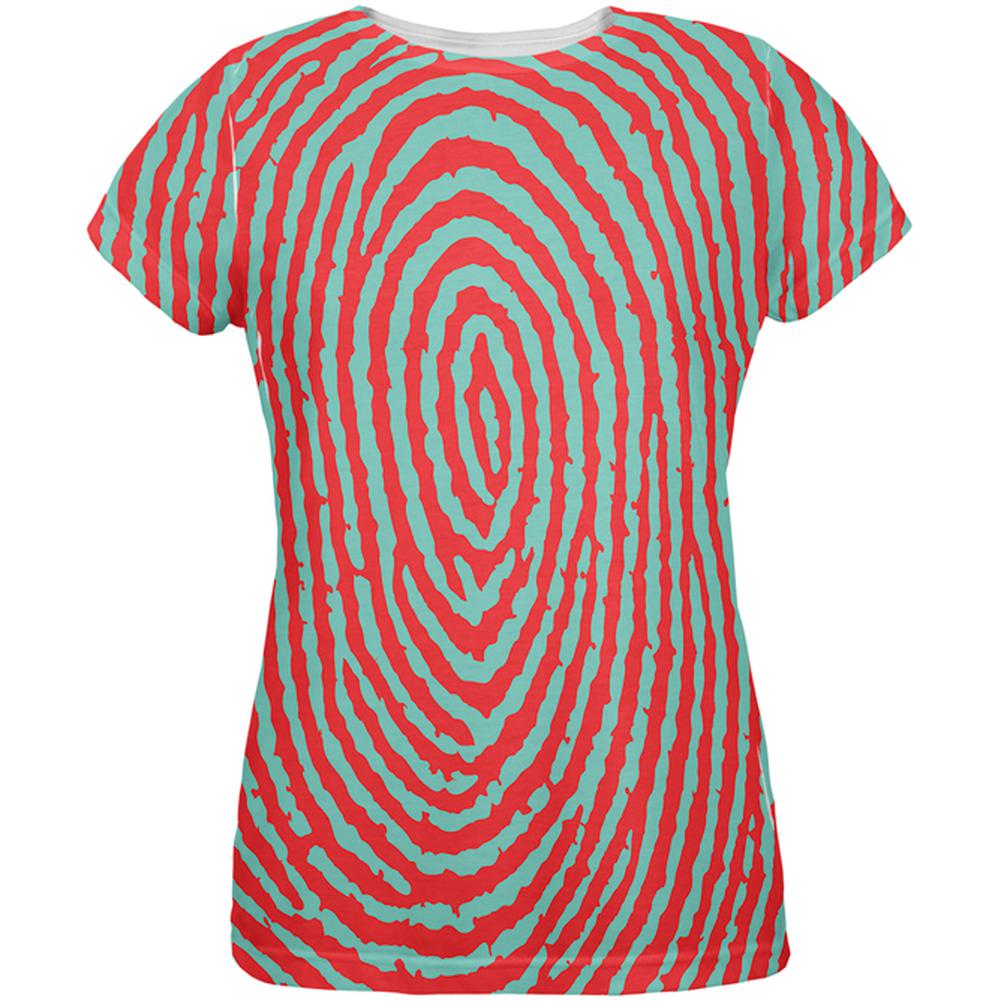 Fingerprint Pattern All Over Womens T-Shirt Women's T-Shirts Old Glory 2XL Multi 