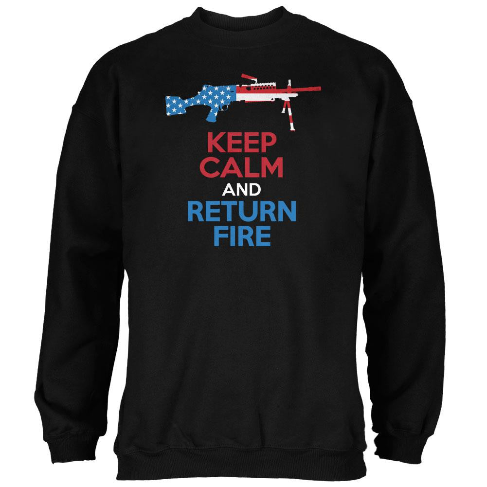 Keep Calm and Return Fire SAW Black Adult Sweatshirt Men's Sweatshirts Old Glory 2XL Black 