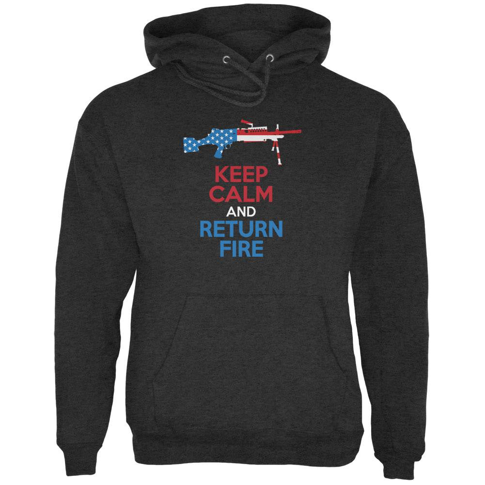 Keep Calm and Return Fire SAW Black Adult Hoodie Men's Hoodies Old Glory   