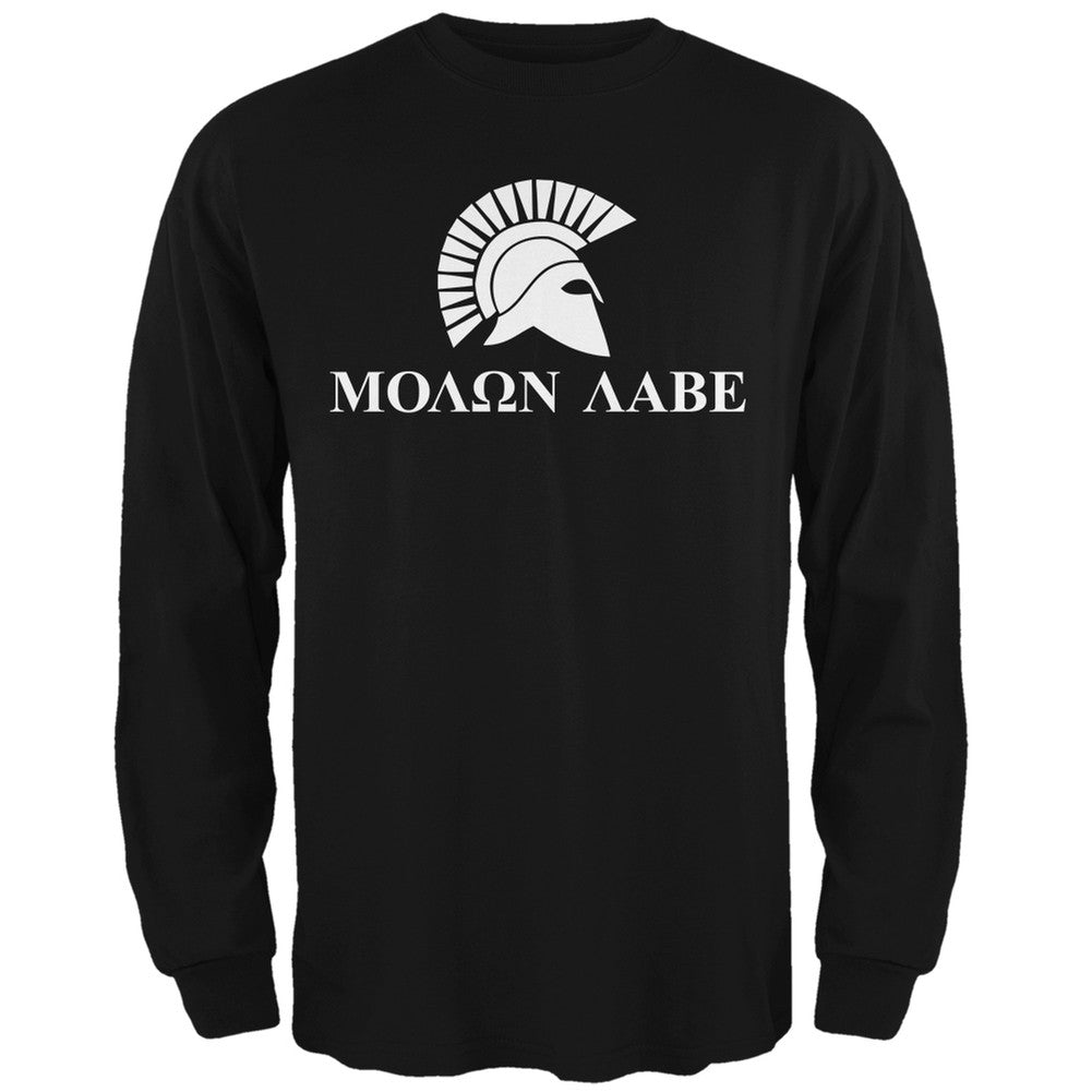 Molon Labe Helment Black Adult Long Sleeve T-Shirt Men's Long Sleeves Old Glory   