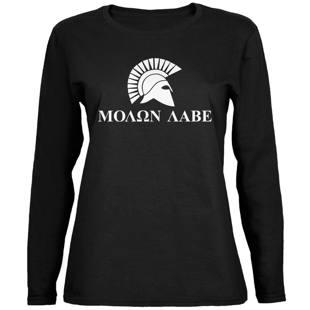 Molon Labe Helment Black Womens Long Sleeve T-Shirt Women's Long Sleeves Old Glory   