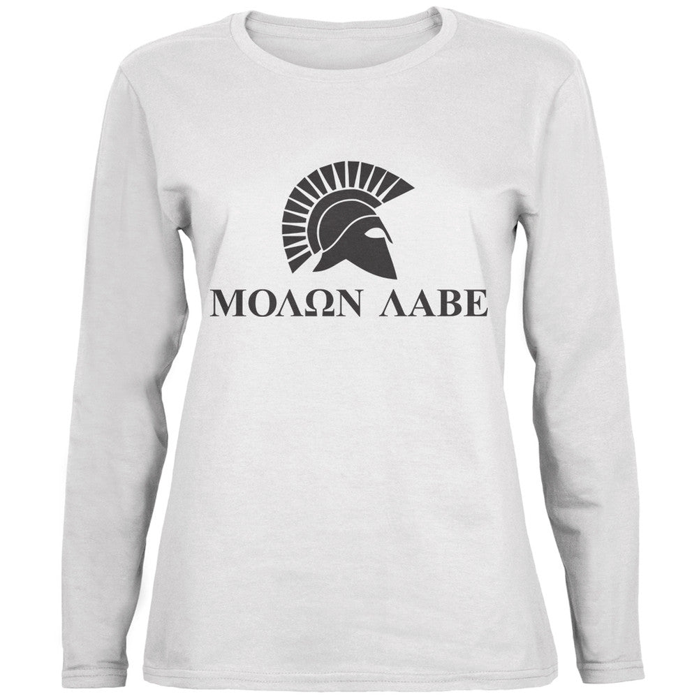 Molon Labe Helment White Womens Long Sleeve T-Shirt Women's Long Sleeves Old Glory   