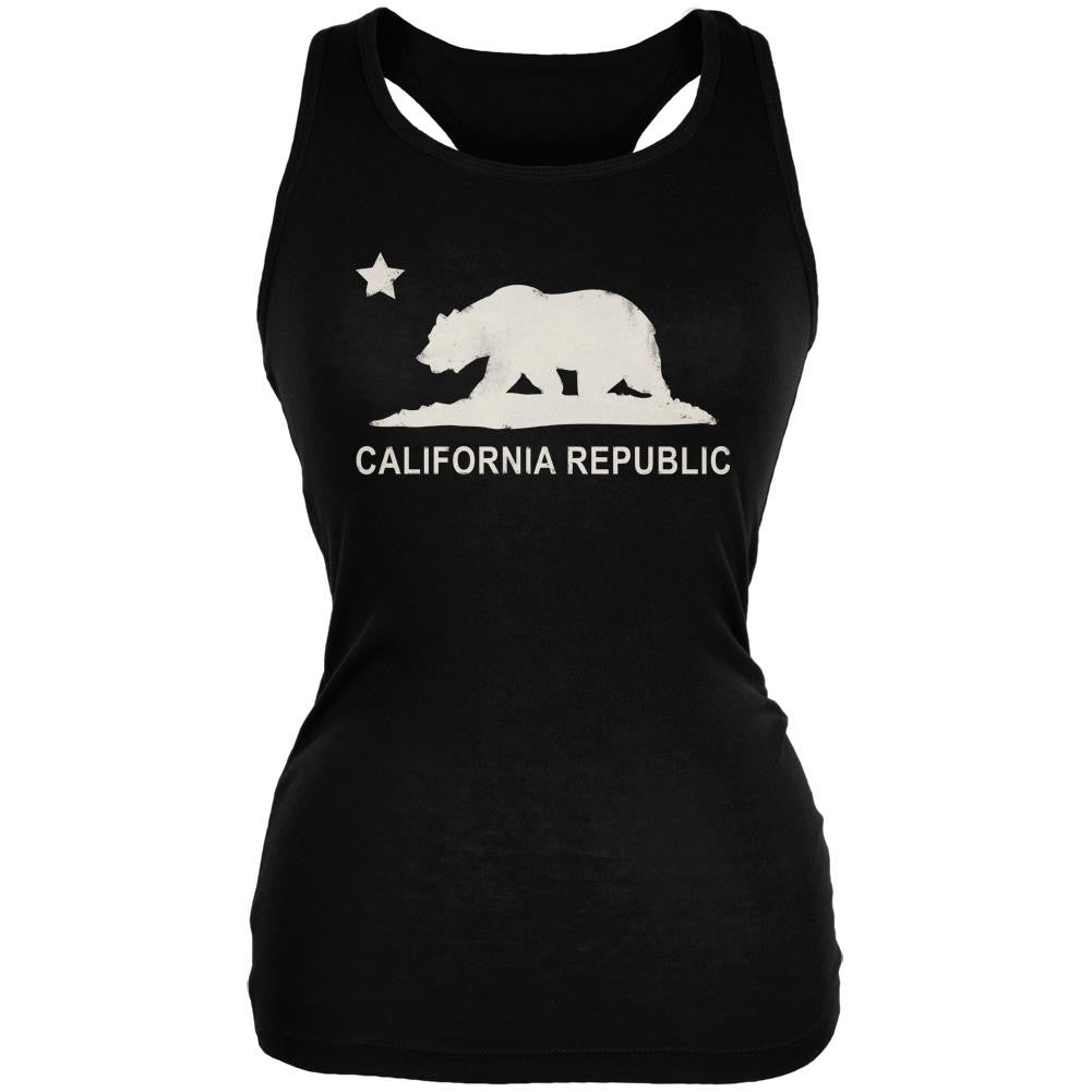 California Republic Black Juniors Soft Tank Top Juniors Tank Tops Old Glory   