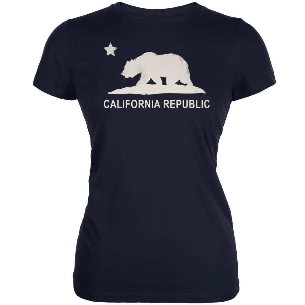 California Republic Navy Juniors Soft T-Shirt Juniors T-Shirts Old Glory   