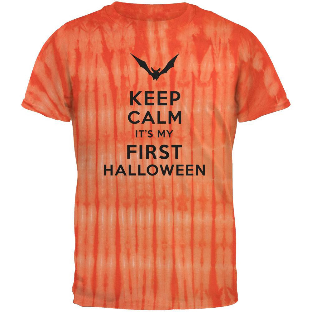 Halloween - Keep Calm My First Halloween Bamboo Orange Tie Dye Adult T-Shirt Men's T-Shirts Old Glory 2XL  