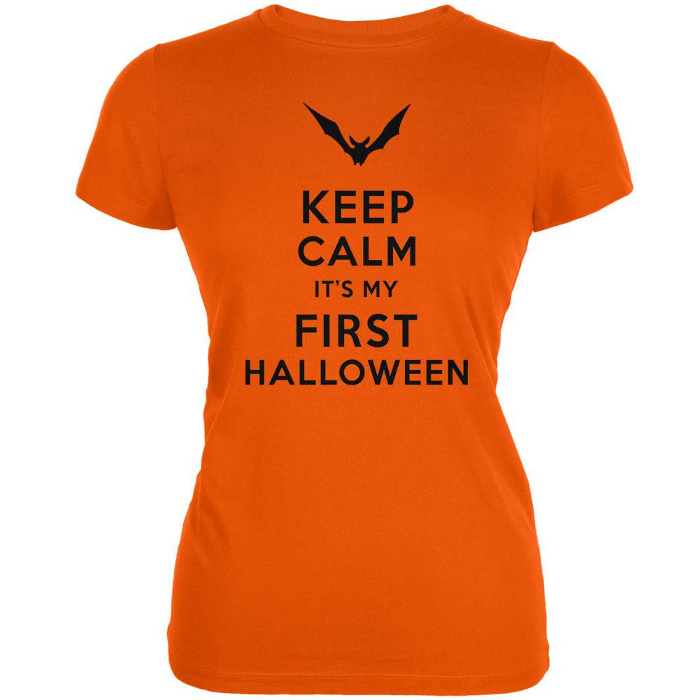 Halloween - Keep Calm My First Halloween Orange Juniors Soft T-Shirt Juniors T-Shirts Old Glory 2XL Orange 