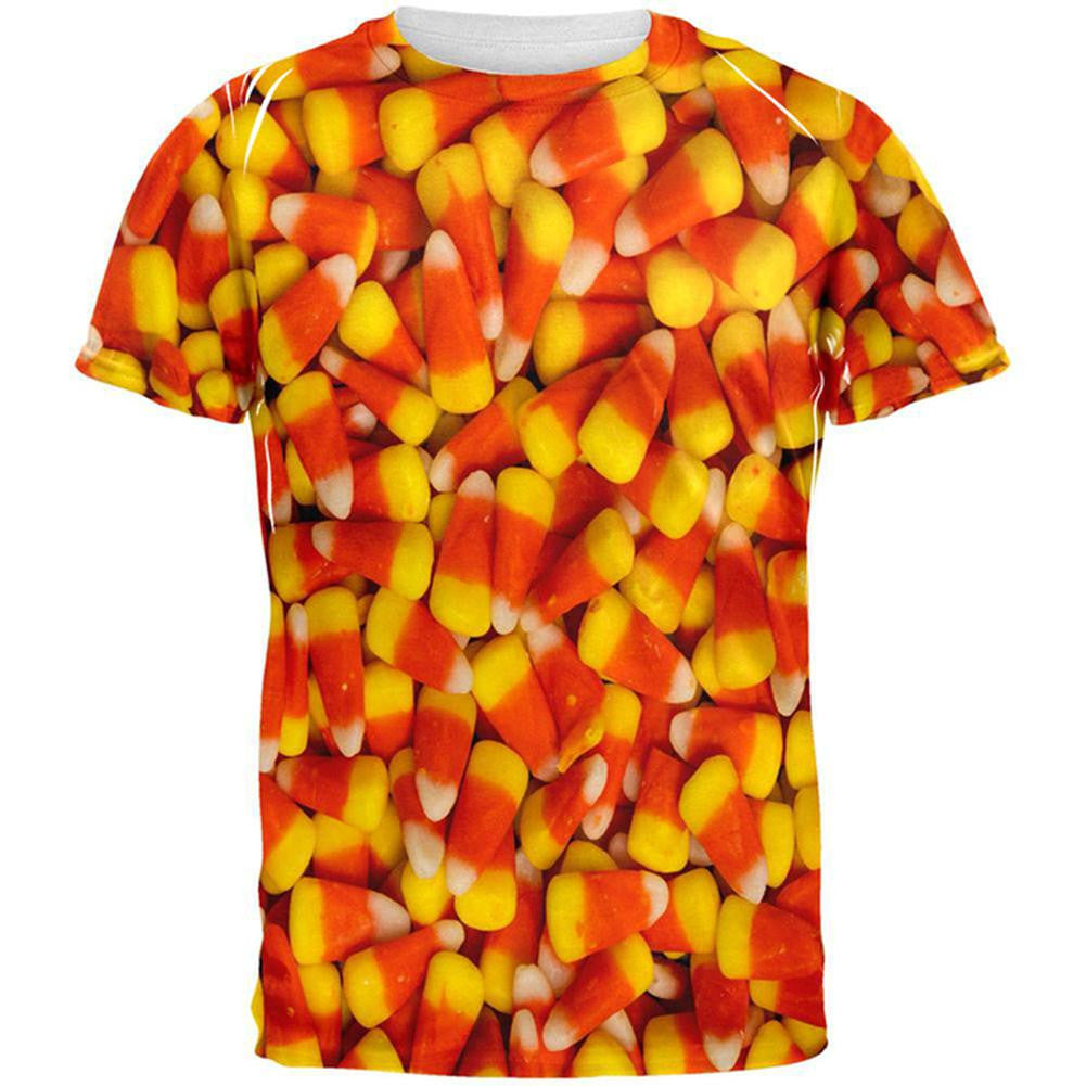 Halloween Candy Corn All Over Adult T-Shirt Men's T-Shirts Old Glory 2XL Multi 