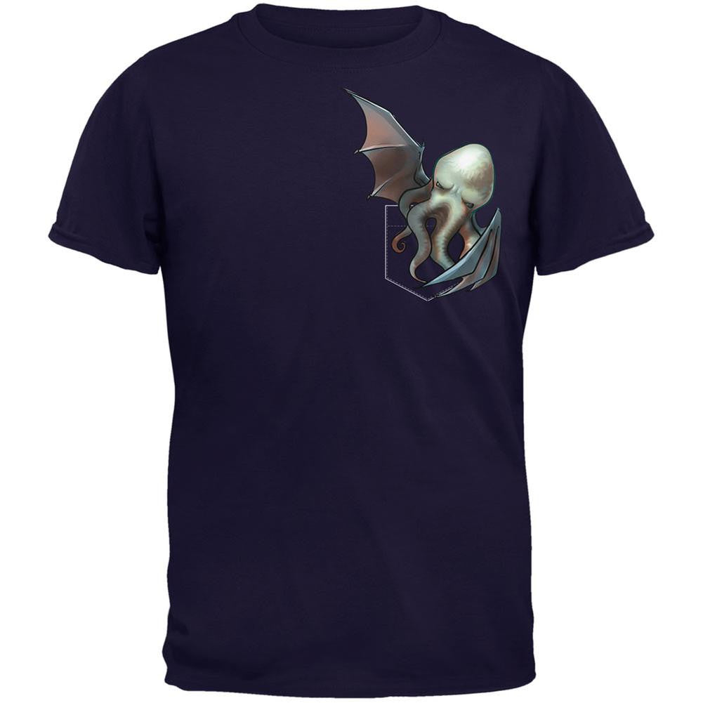 Pocket Halloween Horror Cthulhu Navy Adult T-Shirt Men's T-Shirts Old Glory 2XL Blue 