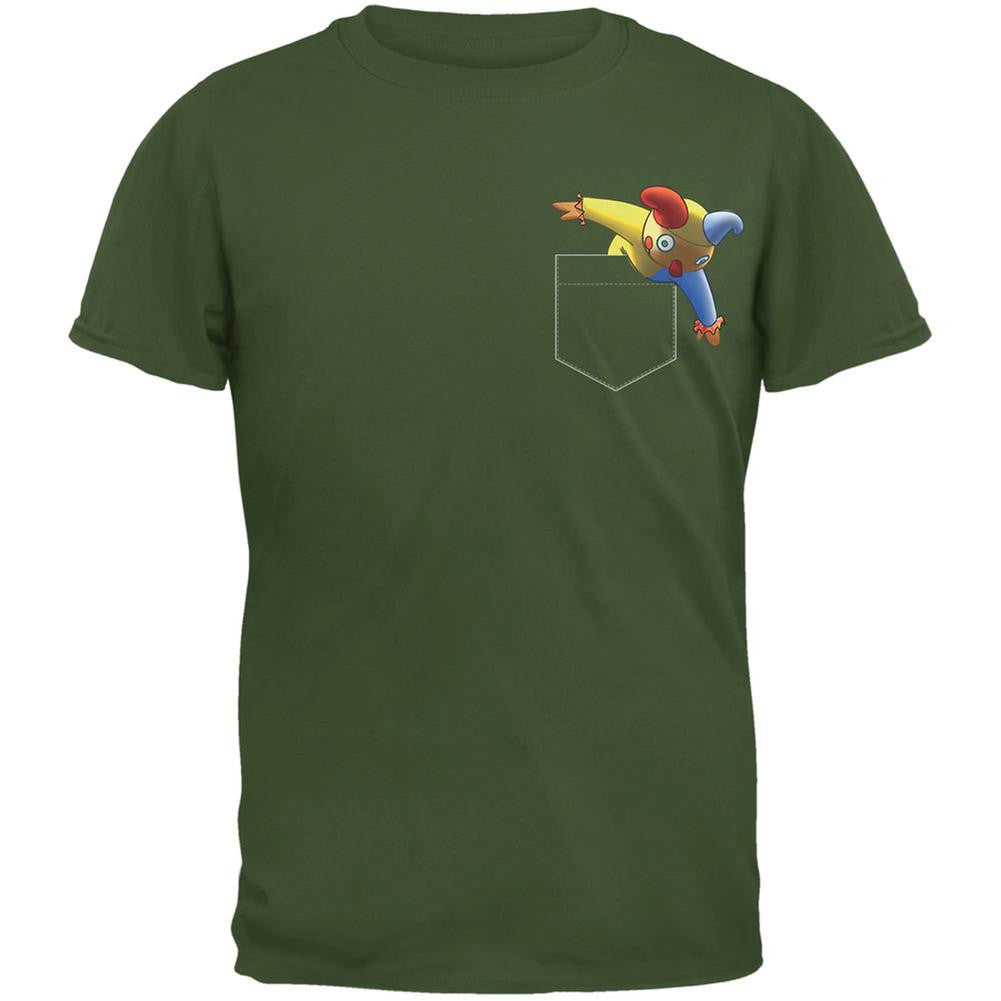 Pocket Halloween Horror Jack-In-The-Box Military Green Adult T-Shirt Men's T-Shirts Old Glory 2XL Green 