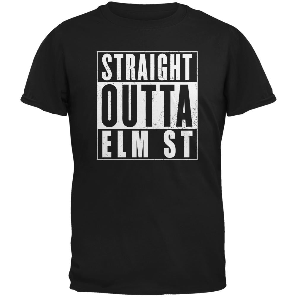 Halloween Straight Outta Elm Street Black Adult T-Shirt Men's T-Shirts Old Glory 2XL Black 