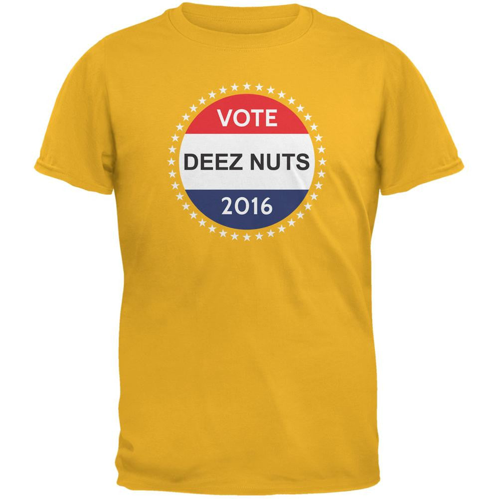 Election Funny Vote Deez Nuts 2016 Gold Adult T-Shirt Men's T-Shirts Old Glory 2XL Yellow 