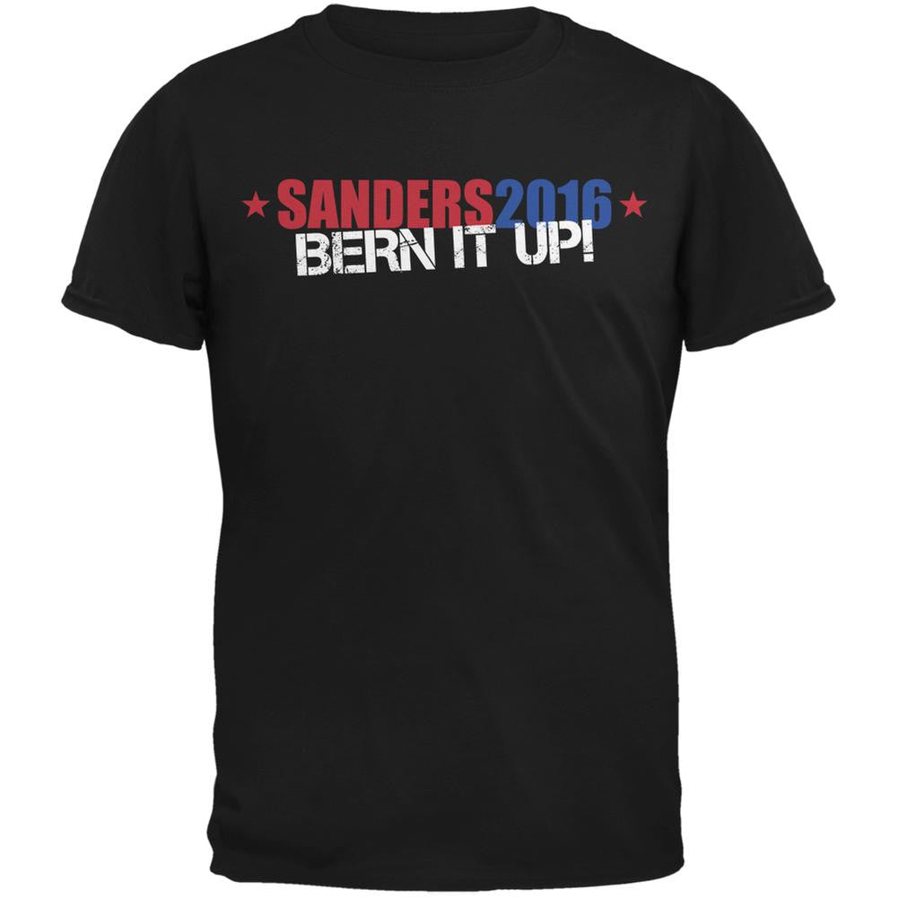 Election Bernie Sanders 2016 Bern It Up Black Adult T-Shirt Men's T-Shirts Old Glory 2XL Black 