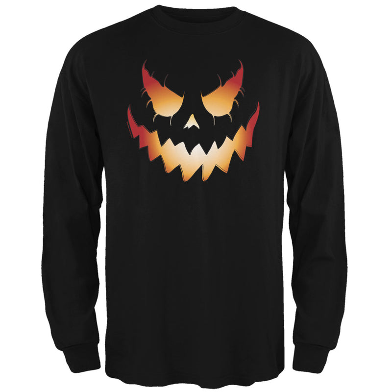 Halloween Evil Jack-O-Lantern Pumpkin Black Adult Long Sleeve T-Shirt Men's Long Sleeves Old Glory 3XL Black 