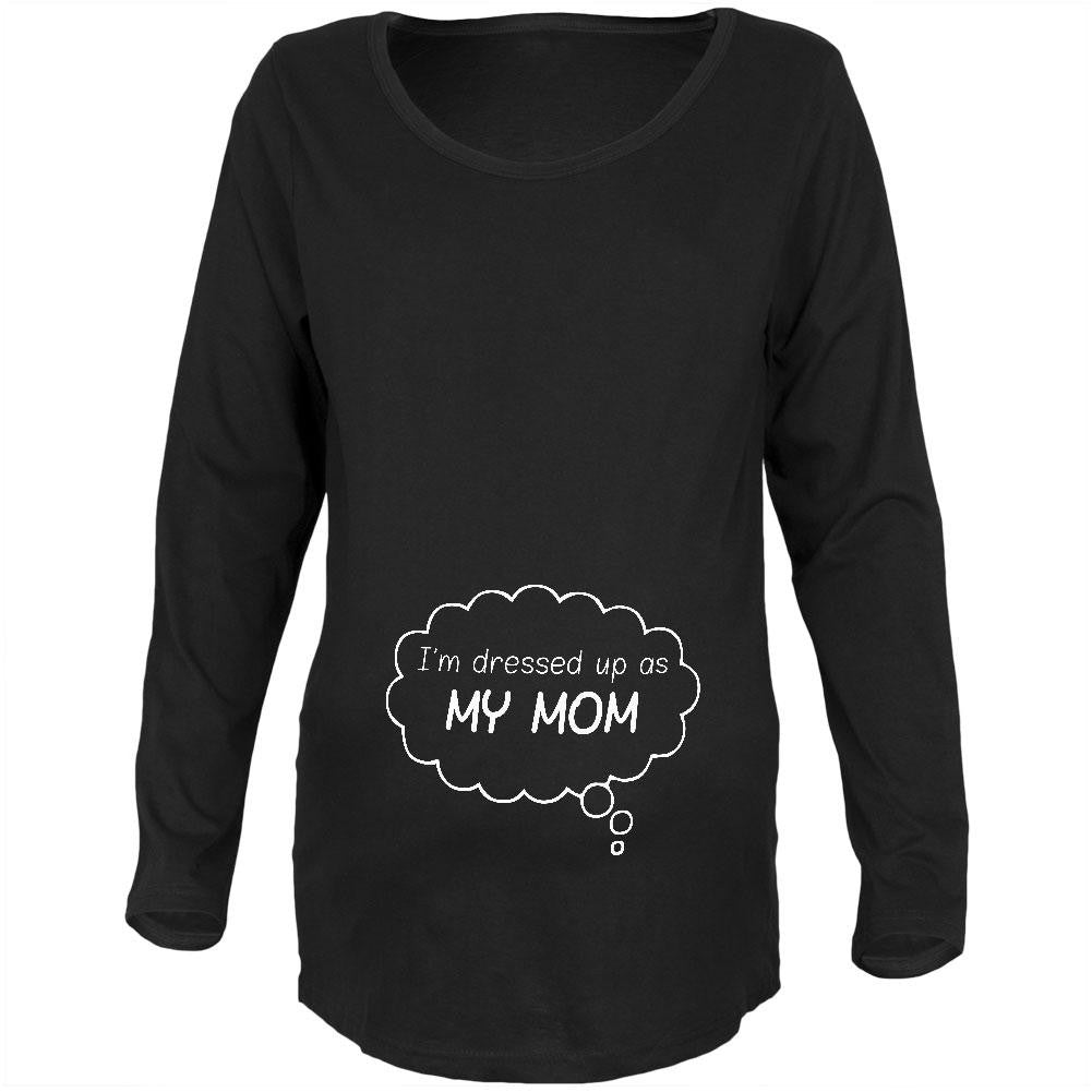 Halloween Dressed Up As Mommy Black Maternity Soft Long Sleeve T-Shirt Maternity Long Sleeve T-Shirts Old Glory   