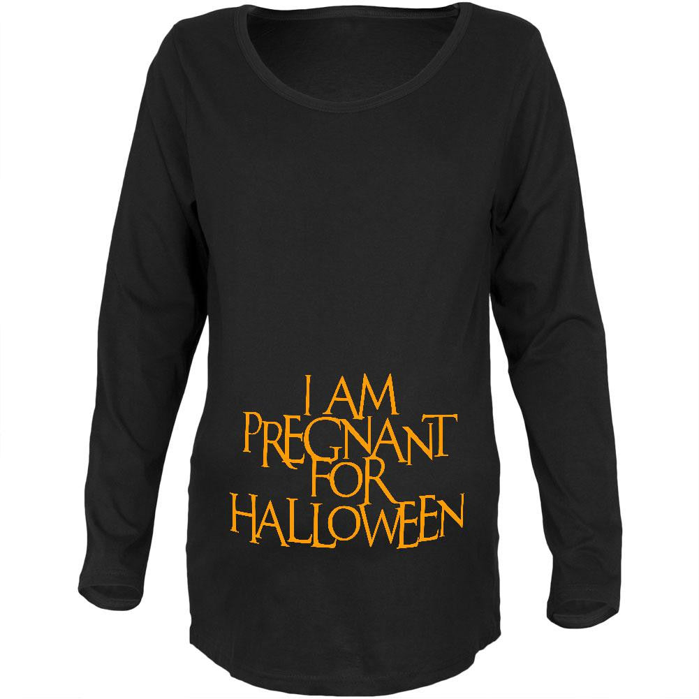 Pregnant for Halloween Black Maternity Soft Long Sleeve T-Shirt Maternity Long Sleeve T-Shirts Old Glory 2XL Black 