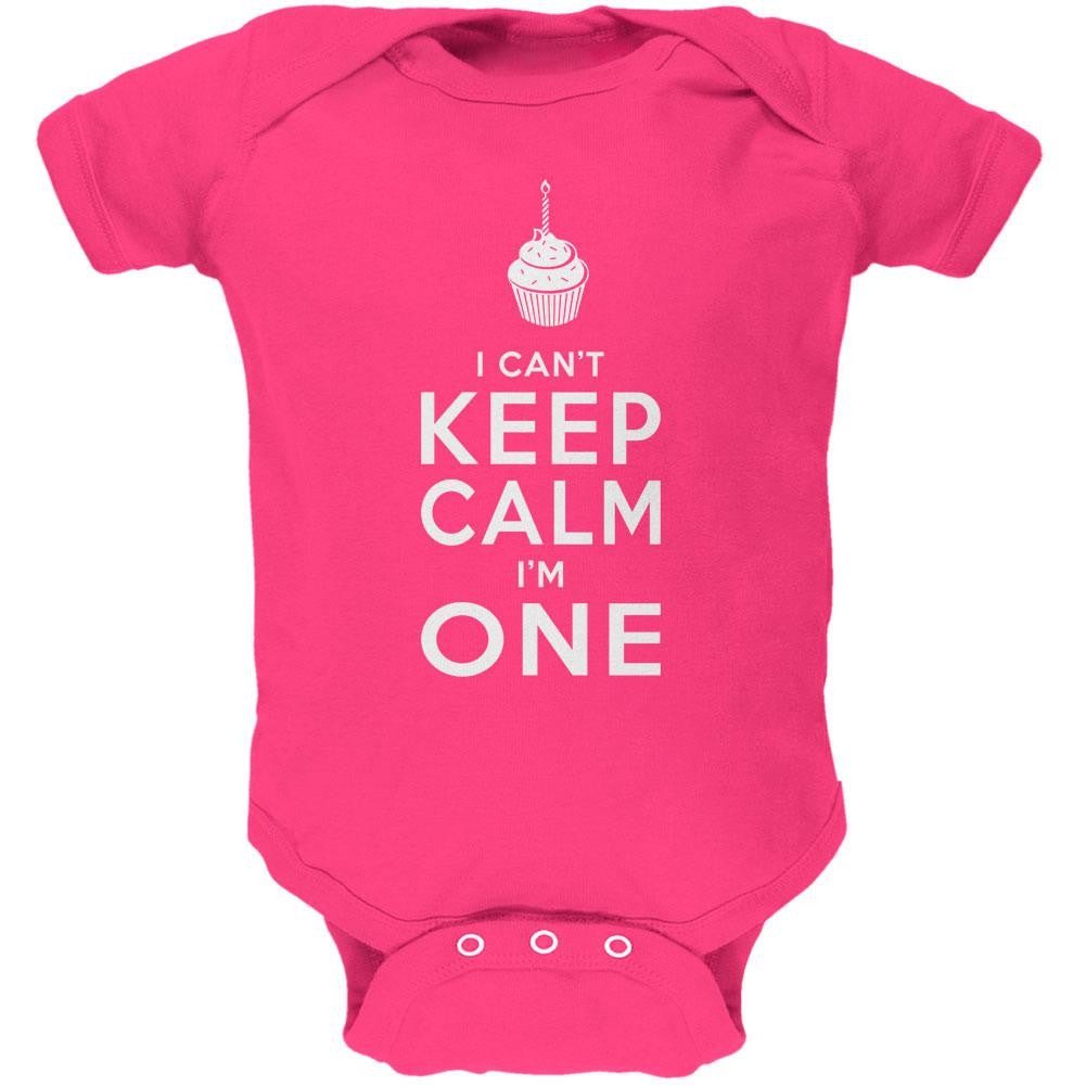 Birthday I Can't Keep Calm I'm 1 One Hot Pink Soft Baby One Piece Baby One Piece Old Glory 0-3M Pink 